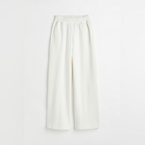 H&M high rise wide leg white sweatpants (Small)